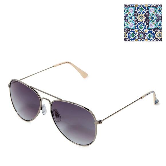 NWT Vera Bradley Women\'s Metal Frame 55mm Aviator Sunglasses